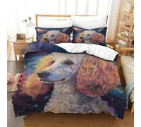 YYVKPMLXC Poodle Dog Duvet Cover Set,Cosmic Starry Sky 3D Pattern Bedding Set Soft Microfiber Quilt Cover 3 Piece, Comforter Cover with Zipper Closure for Kids Teens Adults Double（200x200cm）