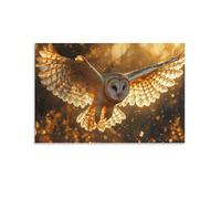 YYVKPMLXC Prints Wall Art Owl for Wall Canvas Prints Warm Light Effect Print Artwork Painting Pictures Decor by Paintings Ready To Hang for Living Room Decor 20x30inch(50x75cm)