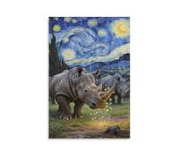 YYVKPMLXC Rhinoceros Wall Art Wildlife Canvas Prints Artwork Painting Pictures Ready To Hang for Home Decor 12x18inch(30x45cm)