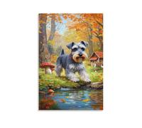 YYVKPMLXC Schnauzer Prints Wall Art Canvas Giclee Artwork Painting Pictures Ready To Hang for Home Decoration Gift 12x18inch(30x45cm)