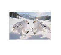 YYVKPMLXC Snowy Owl Print Giclee Artwork Pictures Snowfield Ecosystem Scene Canvas Wall Art Ready To Hang for Home Office Decorations 20x30inch(50x75cm)