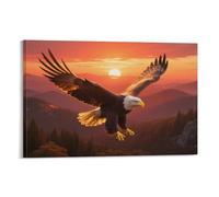 YYVKPMLXC Wall Art Eagle Canvas Prints Sunset Mountain Scene Giclee Artwork Modern Stretched Painting Ready To Hang for Home Decor 08x12inch(20x30cm)