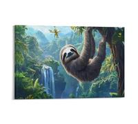 YYVKPMLXC Wall Art Painting Sloth Pictures on Canvas Wall Art Waterfall Prints Modern Stretched Decor by Paintings Ready To Hang for Home Decor 08x12inch(20x30cm)