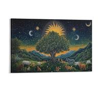 YYVKPMLXC Wall Art Painting Tree of Life Canvas Prints Print Artwork Modern Stretched Decor by Starry Sky Paintings Ready To Hang for Home Office Decorations 16x24inch(40x60cm)