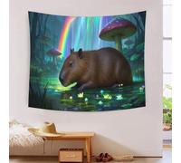 YYVKPMLXC Wall Blanket Capybara Tapestry Wall Hanging| 3D Forest Water Landscape Print Aesthetic Tapestry Soft Polyester for Bedroom Living Room Home Decor 70cmx100cm