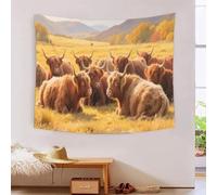 YYVKPMLXC Wall Blanket Highland Cow Tapestry Wall Hanging, 3D Autumn Ranch Print Aesthetic Tapestry Soft Polyester for Bedroom Living Room Home Decor 100cmx150cm