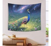 YYVKPMLXC Wall Blanket Peacock Tapestry|Starry Sky Meadow 3D Print Wall Hanging Tapestries Dorm Decor Soft Polyester for Living Room Bedroom 100cmx150cm