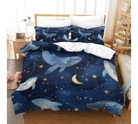 YYVKPMLXC Whale 3D Printed Duvet Cover Set,Nautical Cosmic Bedding Set Soft Microfiber Quilt Cover 3pcs, Comforter Cover with Zipper Closure For Kids Boys Teen Bedroom Double（200x200cm）