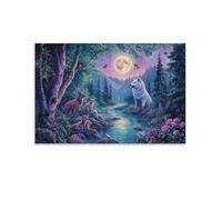 YYVKPMLXC White Wolf Canvas Wall Art Customised Personalised Photo on Canvas for Bedroom Room Picture Digitally Printed 08x12inch(20x30cm)