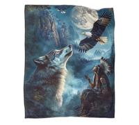YYVKPMLXC Wolf Blanket 3D Pattern Flannel Throws Blankets Lightweight Cosy for Adults Travel 40x50inch(100x130cm)