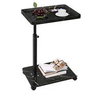 YYW Adjustable C Shaped Side Table, C Table End Table with Wheels for Sofa, 360° Swivel Sofa Table for Livingroom,Bedroom,Study and Small Spaces,Bedside Table (Marble Black Gold)
