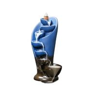YYW Ceramic Backflow Incense Burner Incense Waterfall, Handmade Incense Holder for Decor with 20 Cones (Blue)