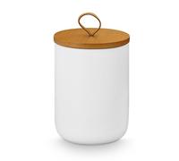 YYW Ceramic Food Storage Jars with Airtight Bamboo Lids for the Kitchen Counter - Ideal for Storing Ground Coffee, Tea, Herbs, Grains, Sugar and Salt（Large）