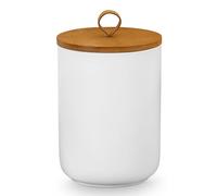YYW Ceramic Food Storage Jars with Airtight Bamboo Lids for the Kitchen Counter - Ideal for Storing Ground Coffee, Tea, Herbs, Grains, Sugar and Salt（Medium）