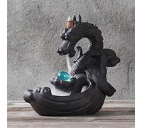 YYW Dragon Glass Beads Incense Sticks Holder with 10 Pieces Backflow Incense Cones, Asia Ceramic Incense Stick Holder Backflow Incense Burner