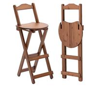 YYW Hardwood Foldable Chair with Foot Rail & Backrest, Walnut Wooden Bar Chair with 24.8" Seat Height for Counter Tables & Lounges, No Assembly for Smaller Adults (Home, Office,Terrace)