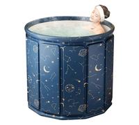 YYW Portable Foldable Ice Bath Tub, Large Portable Bath Tub for Home Outdoors Gyms, Collapsible Soaking Bath Tub for Shower, Fast Muscle Recovery (Blue Planet,80cm Insulation Set)