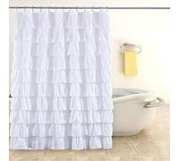 YYW Shower Curtain White Shower Curtains with Curtain Hooks Waterproof Wet Room Bathroom Curtains Fabric Extra Long Shower Curtain Liner, Washable & Easy to Clean, 180 x 180cm