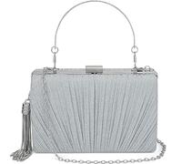 YYW Tassel Womens Evening Handbag Shoulder Bags Glitter Clutch Bags for Formal Wedding Party Date Prom with Top Handle and Chain(Silver)