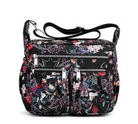 YYW Women Multi Pockets Handbags Cross-body Shoulder Bag Large Capacity Nylon Waterproof Messenger Handbag With Adjustable Strap for Hiking Shopping Travelling (Multicolored flower)