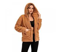 YYW Women Teddy Jacket Coat Casual Faux Fur Jacket Shaggy Oversized Shearling Winter Coat for Women Long Sleeve Zipper Teddy Outwear（Camel, Xxl）
