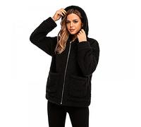 YYW Women's Coat Casual Faux Fur Jacket Shaggy Oversized Shearling Winter Coat for Women Long Sleeve Zipper Teddy Outwear (Black,Xl)