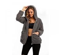 YYW Women's Coat Casual Faux Fur Jacket Shaggy Oversized Shearling Winter Coat for Women Long Sleeve Zipper Teddy Outwear (Dark grey,Xl)
