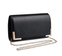 YYW Women's Evening Clutch Bag Chain Soft PU Leather Purse Handbag with Detachable Chain Strap, Ladies Shoulder Crossbody Bag for Wedding Cocktail Party (Black)