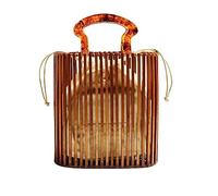 YYW Women's Womens Fashion Bamboo Bag with Acrylic Handle Bucket Bag Summer Beach Clutch Purse Handbags one Size Brown