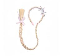YYwenting Frozen Princess Headband Blue Elsa Ponytail Hair Extension Snowflake Tiara Wig Braid Crown Hairband Cosplay Girls Birthday Party Kids DIY Hair Accessories (Pink)