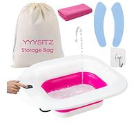 YYYSITZ Sitz Bath, Electric Sitz Bath for Hemorrhoids, Sitz Bath for Toilet Seat, Postpartum Care Pan for Women, Yoni Hip Bath Basin, Sits Bath Soak Salts Tub, Vaginal Wash Bowl, Foldable, Pink