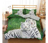 YYZBS Double Duvet Set white tiger Soft And Skin-Friendly Microfiber Double Bedding Set + 2 Pillowcases 19"x27" Suitable For Adults