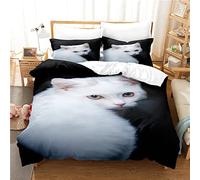 YYZBS Super King Duvet Set black white cat 3d Hd Polyester Fiber Super King Duvets Sets，Soft Cosy Duvet Cover Bedding Set With Pillowcases - Super King 260cm X 220cm