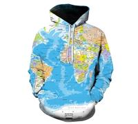 YYZOVBNN 3D printed world map hoodie, cool street style, hooded sweatshirt with front pockets.