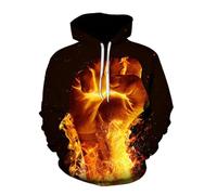 YYZOVBNN Abstract Art Flaming Fist 3D Print Loose Fit Men's Hoodie Sweatshirt Casual Long Sleeve Pullover