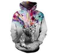 YYZOVBNN Creative geometric 3D print loose men's hoodie sweatshirt, casual long-sleeved pullover