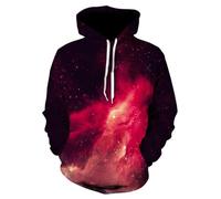 YYZOVBNN Galaxy Starry Sky Red Space 3D Print Pullover Sweatshirt for Men and Women, Casual Loose Sweatshirt, Cool Hoodie