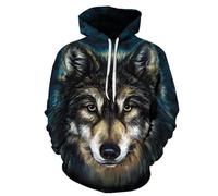 YYZOVBNN Hand-painted wolf head 3D print loose men's hoodie sweatshirt casual long-sleeved pullover