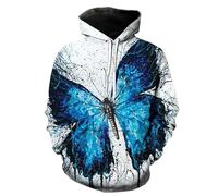 YYZOVBNN Painted Art Blue Butterfly 3D Printed Hoodie for Men and Women, Casual Fashion Sports Shirt