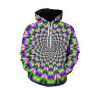 YYZOVBNN Visual dizzying art 3D hooded pullover sweater for men and women, casual street style, plus size hooded sweater