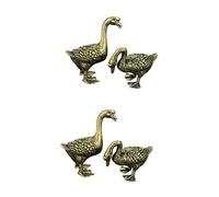 YYZTXF 2pairs Hand Carved Brass Swan Figurines Copper Craft Tea Ceremony Decor Feng Shui Ornaments for Home Unique for Weddings and Special Occasions