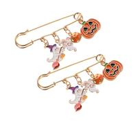 YYZTXF 2pcs Halloween Brooch Pins Pumpkin Pin Enamel Skull Brooch Retro Style for Women's Accessories