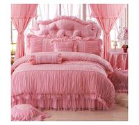YYZTXF Bed Sheet Set Cotton Jacquard White/Pink/red Lace Princess Bedding Sets 4/8 Pcs Full Luxury Wedding Duvet Cover Set with Bed Skirt Pillowcase Bed Linings