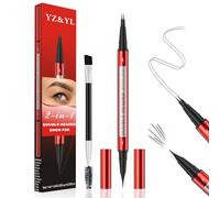 YZ&YL Eyebrow Pen With Free brow Brush, Waterproof Brow Pencil with 2-pronged Micro-tip and Precise Tip, Sweat- & Smudge-resistant, Easy Application Real-looking, Fuller Brows, 24H Wear (Brown)