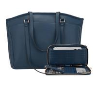 YZAOLL 15.6 Inch Laptop Tote Bag for Women,Water-resistant Vegan Leather with Anti-Scratch Padded Sleeve,Lightweight Multi-Pocket Work Bag for Business Travel,College,Office Essentials,SeaBlue