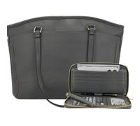 YZAOLL 15.6 Inch Laptop Tote Bag for Women,Water-resistant Vegan Leather with Anti-Scratch Padded Sleeve,Lightweight Multi-Pocket Work Bag for Business Travel,College,Office Essentials,DarkGrey