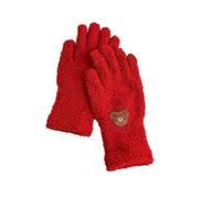 YZAUKDM Winter Gloves Autumn And Winter Five-Finger Gloves, Cute Bear Decoration, Warm And Cold-Proof For Outdoor Use-red-A