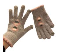 YZAUKDM Winter Gloves Cute Touchscreen Plush Five-Finger Knitted Gloves, Perfect For Women'S Winter Warmth, Thickened And Lined With Fleece-grey-A
