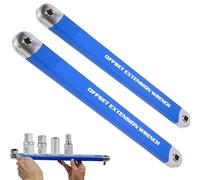 YZBBSH 2pc Offset Extension Wrench, Multifunctional Tight Reach Wrench Set with 1/2", 1/4" and 3/8" Square Drive Adapters