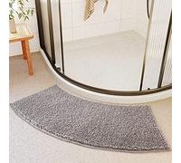 YZBBSH Curved Bath Mat 30x100cm Microfiber luxury Quadrant Shower Mat for Corner Showe Rcurved Bath Rug with Non Slip Bottom, Machine Washable,Gray